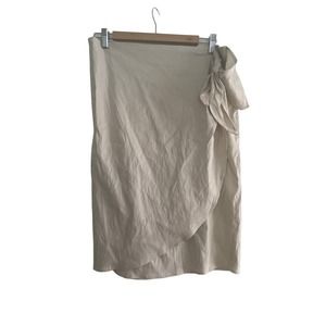 Antonio Melani Cream Linen Faux Wrap Skirt. NWOT. Size 14
